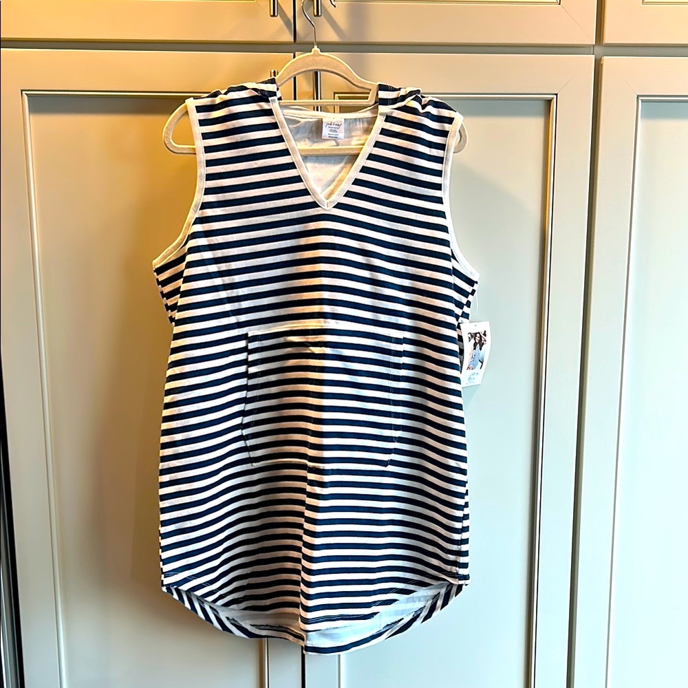 Navy and White Striped Sleeveless Coverup